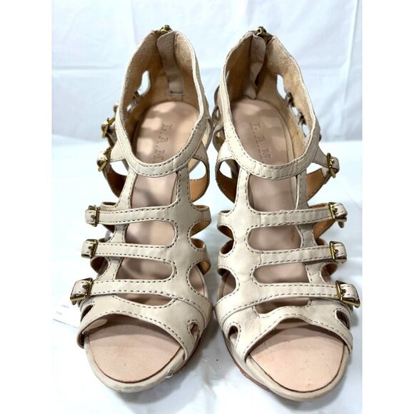 L.A.M.B Gwen Stefani LAMB DAVIN Natural Leather Strappy Pumps Size 6.5 - Picture 6 of 16